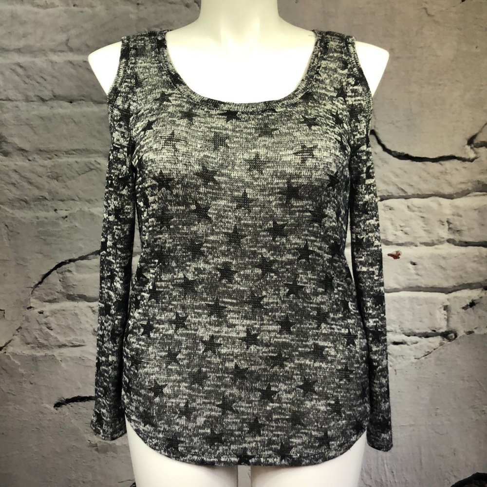 Aeropostale star grey black cold shoulder sweater